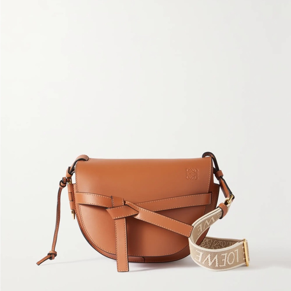 Gate Dual Mini Crossbody Bag in Leather with Jacquard Strap